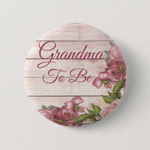 Grandma to be baby shower Magenta Roses 6 Cm Round Badge
