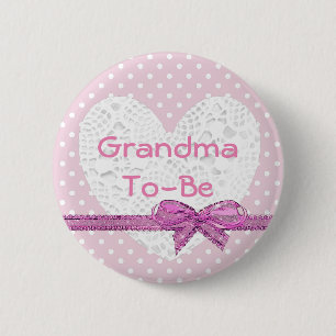 Grandma To Be Baby Shower Pink and White Button