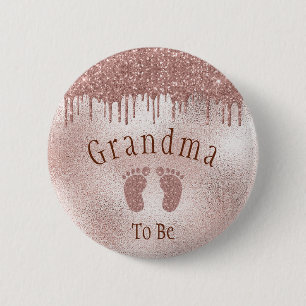 Grandma To Be Baby Shower Pink Girl Baby Feet 6 Cm Round Badge
