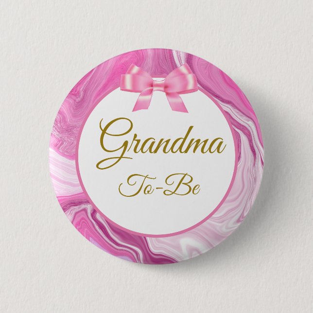 Grandma To Be Baby Shower Pink & Gold  6 Cm Round Badge (Front)