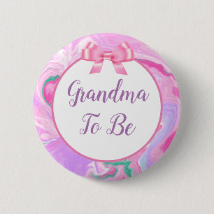 Grandma To Be Baby Shower Pink & Purple  6 Cm Round Badge