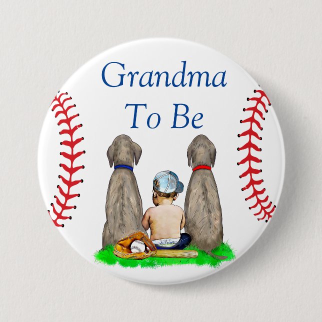 Grandma to Be | Baseball Themed Boy's Baby Shower 7.5 Cm Round Badge (Front)
