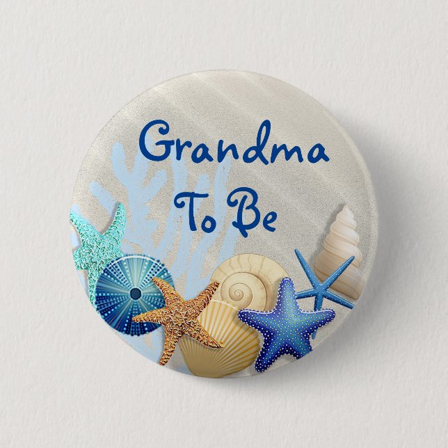 Grandma to Be, Beach Themed Baby Shower  6 Cm Round Badge (Front)