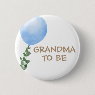 Grandma to be Blue Balloon Baby Shower Button