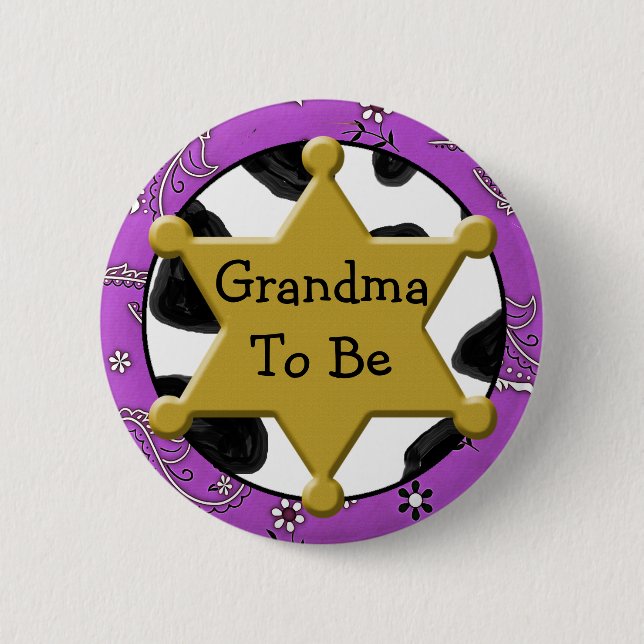 Grandma to Be Blue Bandana Baby Shower Button (Front)