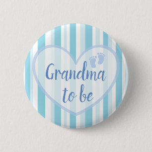 Grandma to be Blue Footprints Baby Shower Button