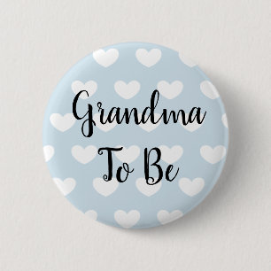 Grandma to be Blue Hearts Baby Shower Button