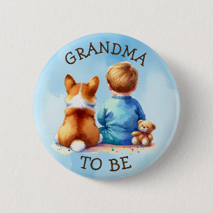 Grandma To Be Boy's Baby Shower 6 Cm Round Badge