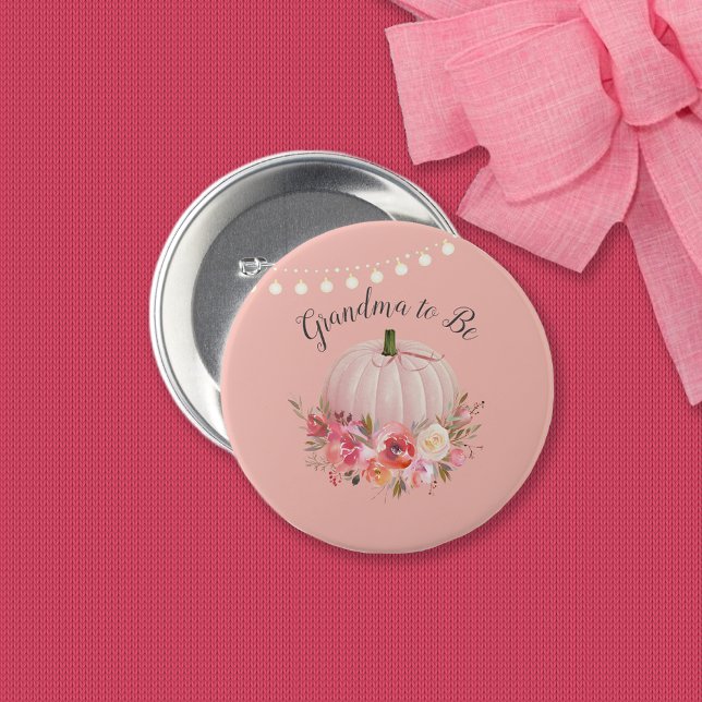 Grandma To Be Elegant Pumpkin Baby Shower 7.5 Cm Round Badge (Creator Uploaded)