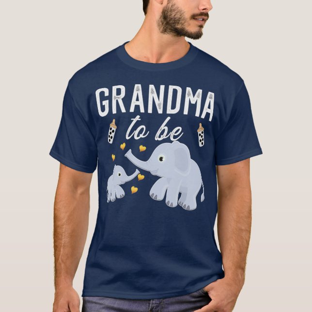 Grandma To Be Elephant Baby Shower Grandma Cute T-Shirt (Front)