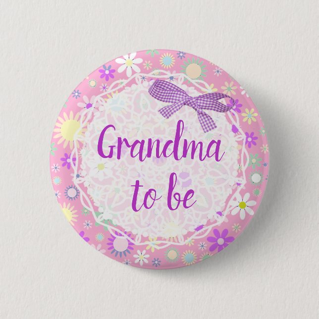 Grandma to be Floral Baby Shower Button (Front)