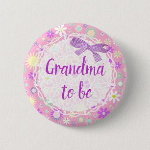 Grandma to be Floral Baby Shower Button