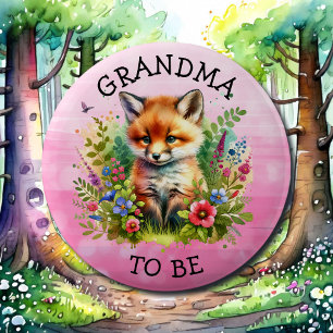 Grandma to be   Fox Woodland Themed Baby Shower 6 Cm Round Badge