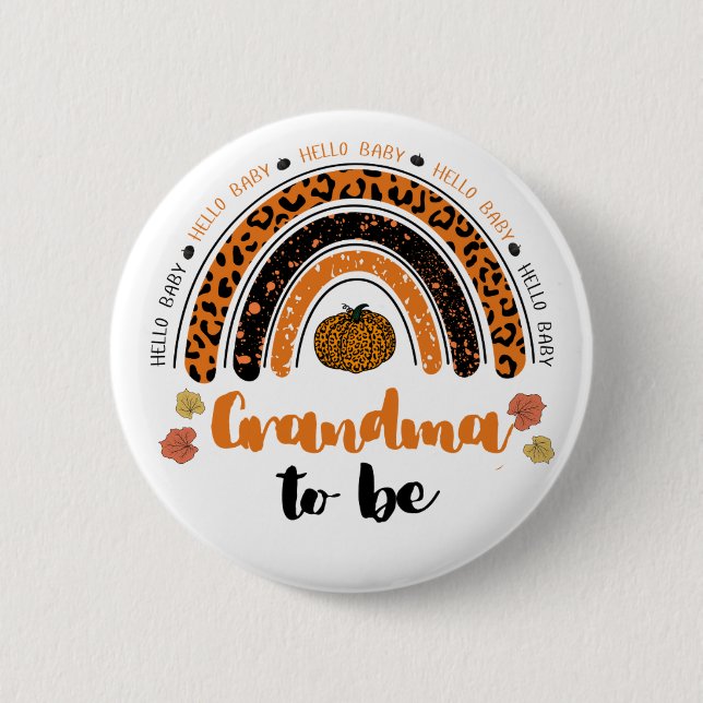 Grandma To Be Hello Baby Girl Pumpkin Baby Shower 6 Cm Round Badge (Front)