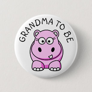 Grandma to be Hippo Baby Shower button
