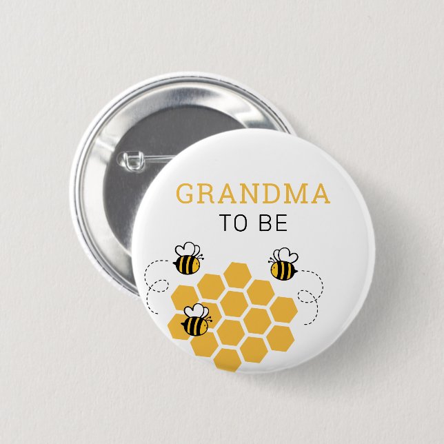 Grandma To Be Honey Bee Baby Shower 6 Cm Round Badge (Front & Back)