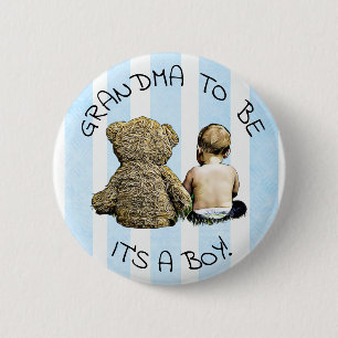 Grandma to be, Its a boy, Baby Shower Button