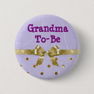Grandma-To-Be Lavender and Gold Baby Shower Button