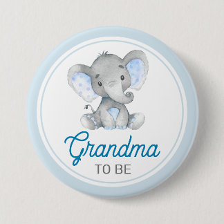 Grandma to be New Granny Baby Boy Shower Elephant 7.5 Cm Round Badge