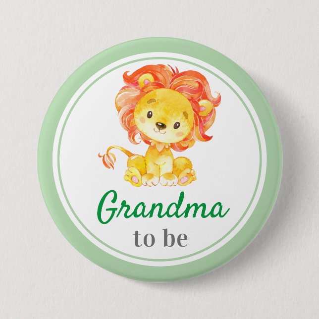 Grandma to be New Granny Baby Shower Jungle Safari 7.5 Cm Round Badge (Front)