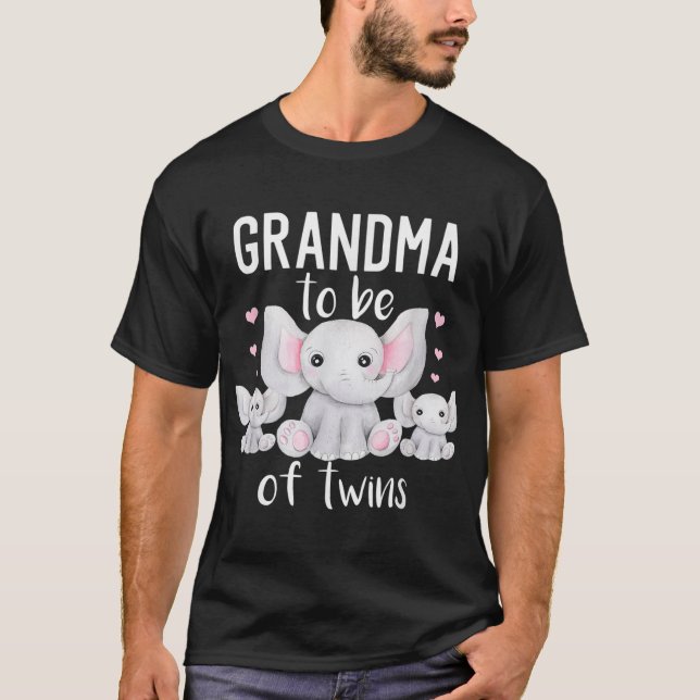 Grandma To Be Of Twins Elephant Baby Shower Twin T-Shirt (Front)