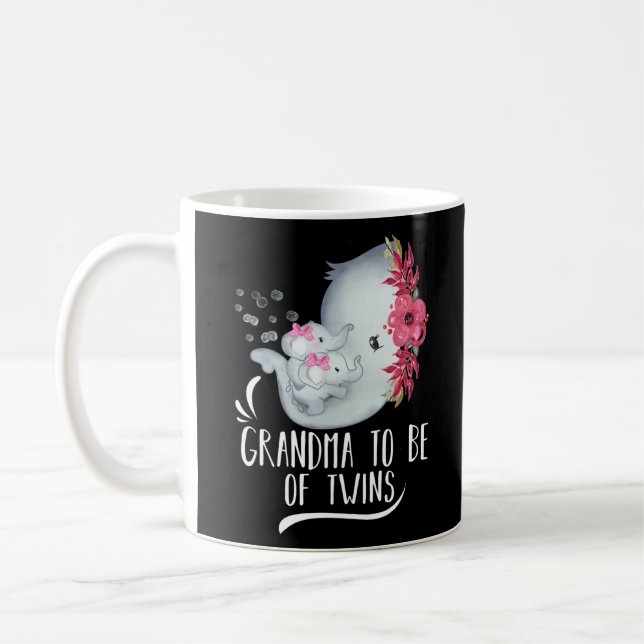 Grandma To Be Of Twins Twin Baby Girls Elephant Coffee Mug (Left)
