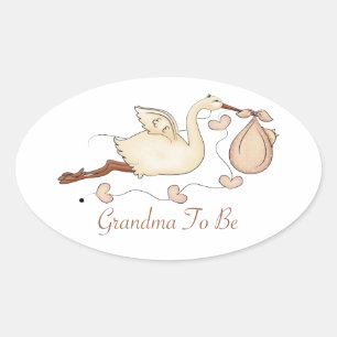 Grandma To Be Oval Sticker