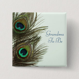 Grandma To Be Peacock Feather Pin