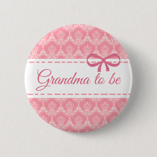 Grandma to be Pink Bow Baby Shower button