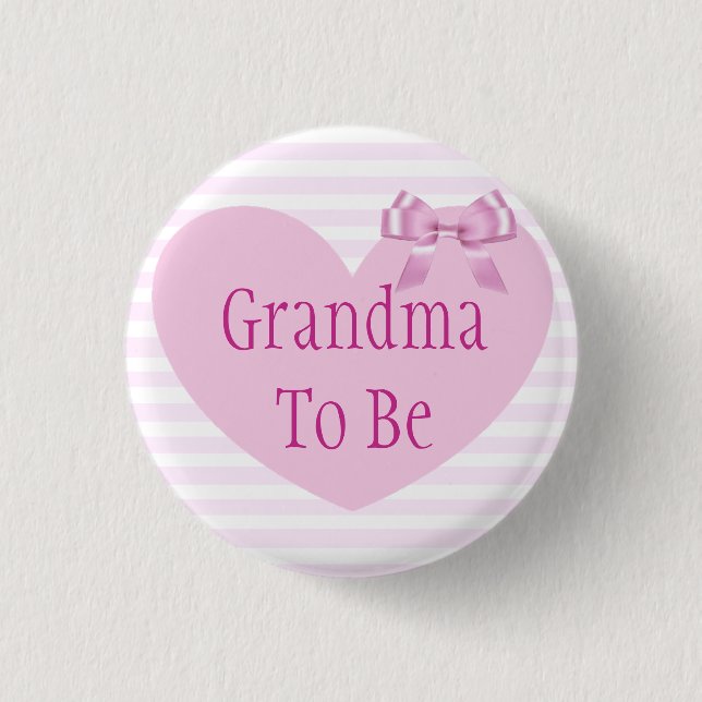 Grandma to be Pink Bow Baby Shower Button (Front)