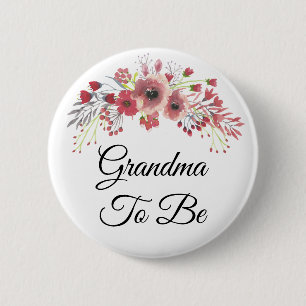 Grandma to be Pink Floral Baby Shower Button