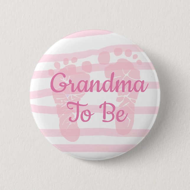 Grandma to be Pink Girl Baby Shower button (Front)