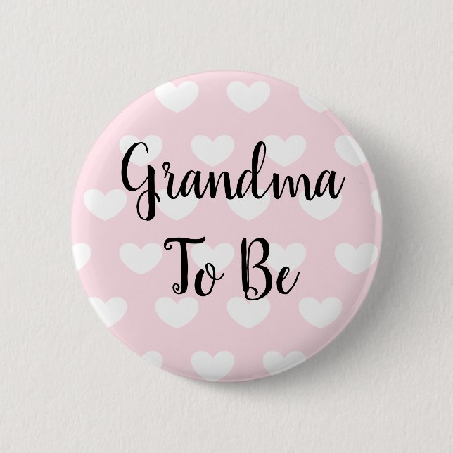 Grandma to be Pink Hearts Baby Shower 6 Cm Round Badge (Front)