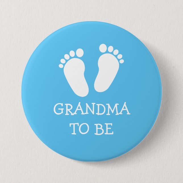 GRANDMA TO BE pink or blue baby foot steps buttons (Front)