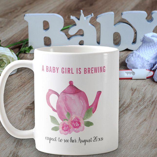 Grandma to Be Pink Teapot A Baby Girl is Brewing Coffee Mug (Creator Uploaded)