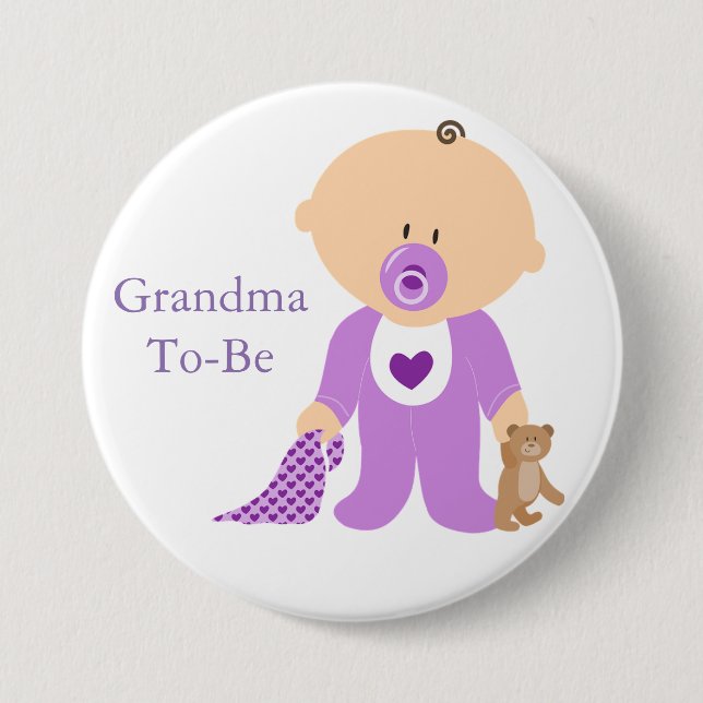 Grandma To Be Purple Baby Button (Front)