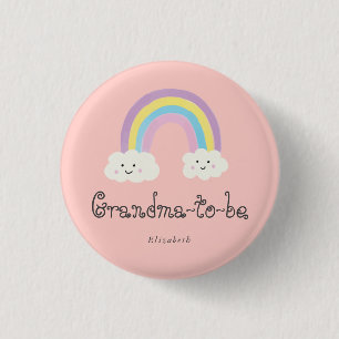 Grandma to be Rainbow Baby Shower Pastel Kawaii   3 Cm Round Badge
