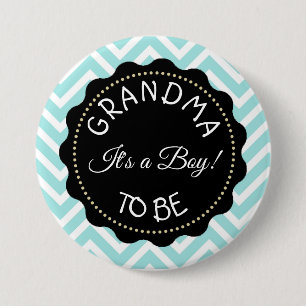 Grandma to be teal Chevron Baby Shower button