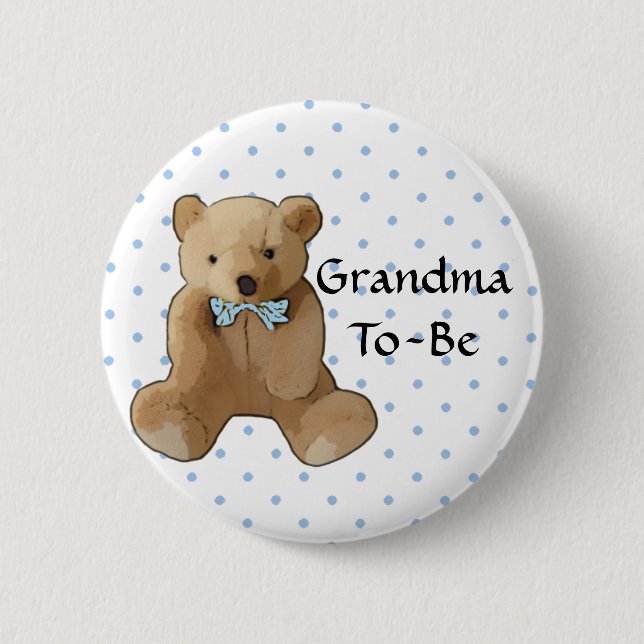 Grandma To Be Teddy Bear Baby Shower Button (Front)