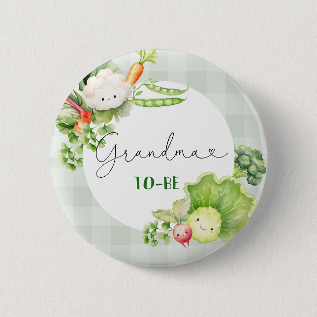 Grandma to be vegetables locally grown baby 6 cm round badge (Front)