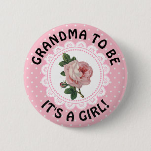 "Grandma To Be" Vintage Rose Baby Shower Button