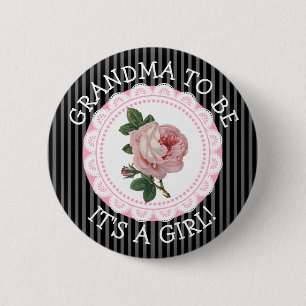 "Grandma To Be" Vintage Rose Baby Shower Button