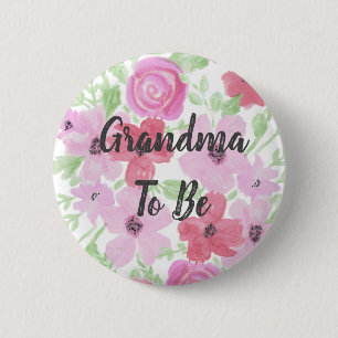 Grandma to Be Watercolor Floral Baby Shower 6 Cm Round Badge