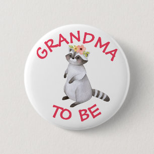 Grandma to be Woodland Animals Baby Shower Button