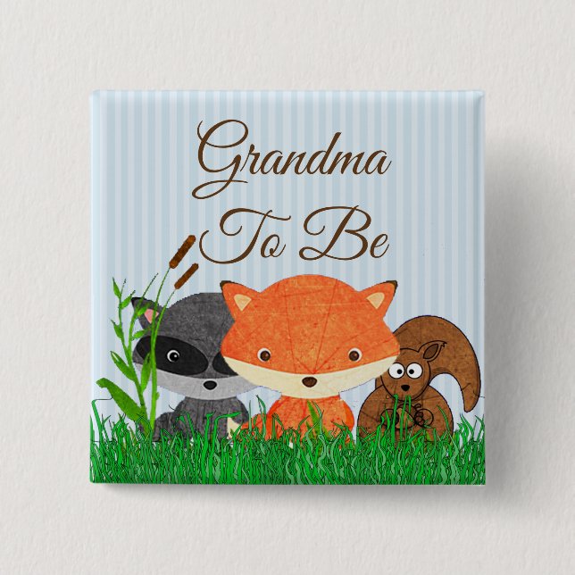 Grandma to be Woodland Creature Forest Animals Pin (Front)
