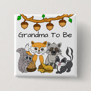 Grandma to be Woodland Forest Animal Baby Shower   15 Cm Square Badge