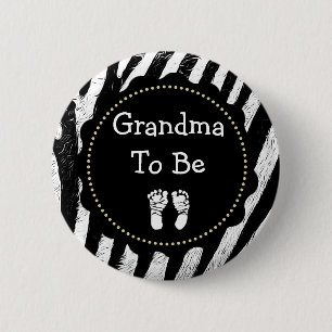 Grandma to be Zebra Print Baby Shower 6 Cm Round Badge