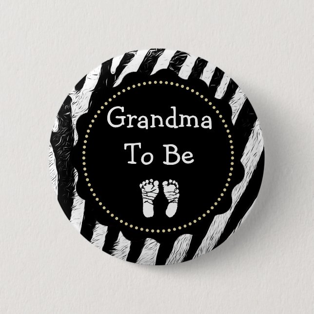 Grandma to be Zebra Print Baby Shower 6 Cm Round Badge (Front)