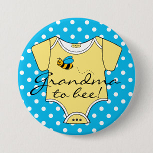 Grandma To Bee Blue and Yellow 7.5 Cm Round Badge