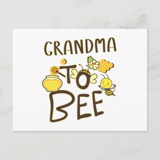 Grandma To Bee Pregnancy Announcement Pregnant Postcard (Front)